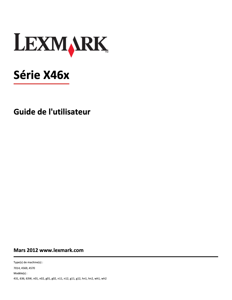 Page 1 de la notice Manuel utilisateur Lexmark X463