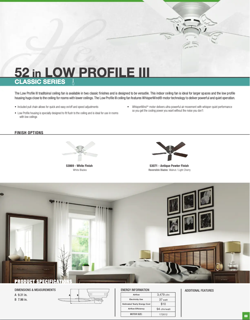 Página 1 del manual Ficha técnica Hunter 53069