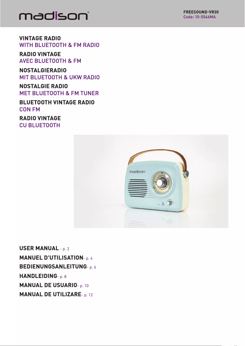Page 1 de la notice Manuel utilisateur Madison FREESOUND-VR30