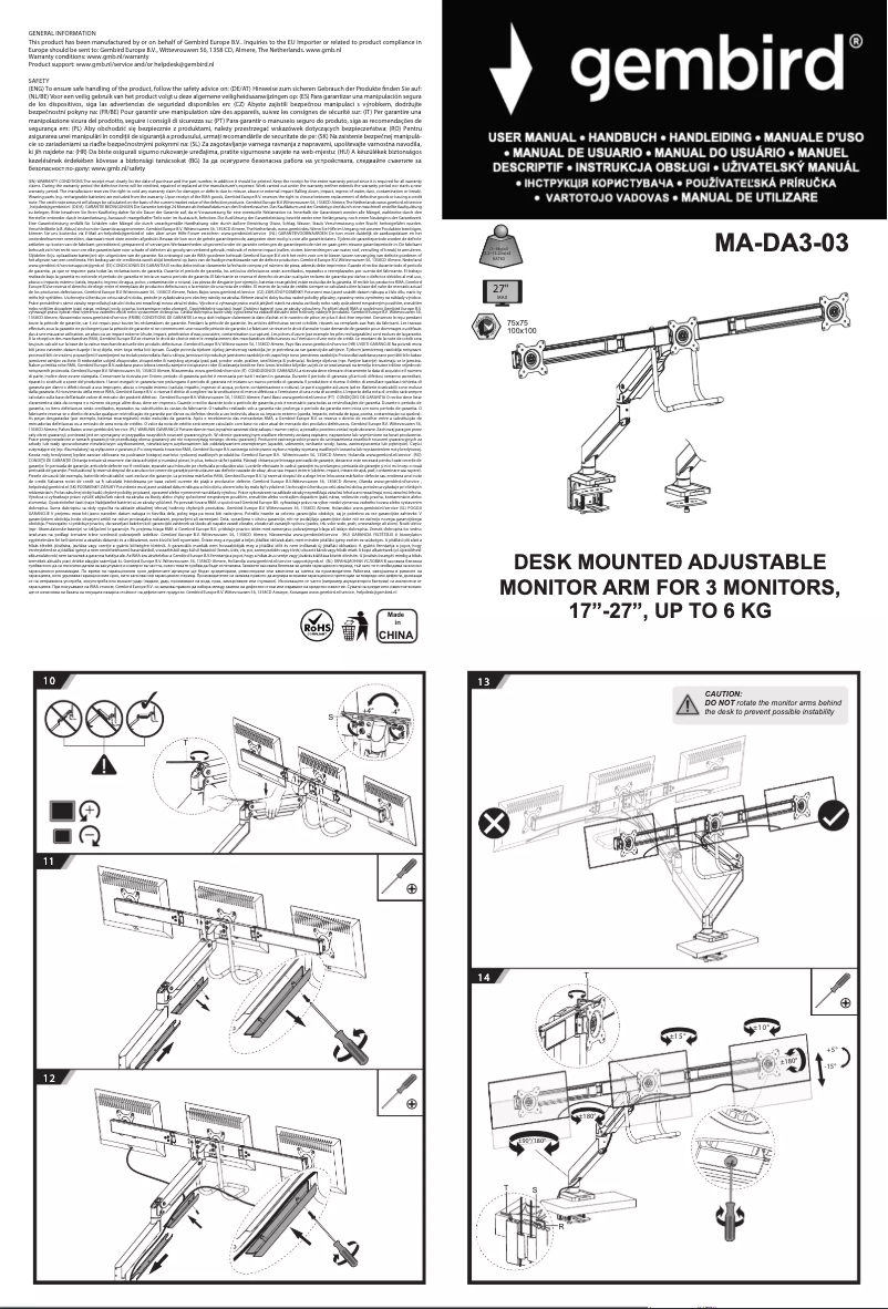 Page 1 de la notice Manuel utilisateur Gembird MA-DA3-03