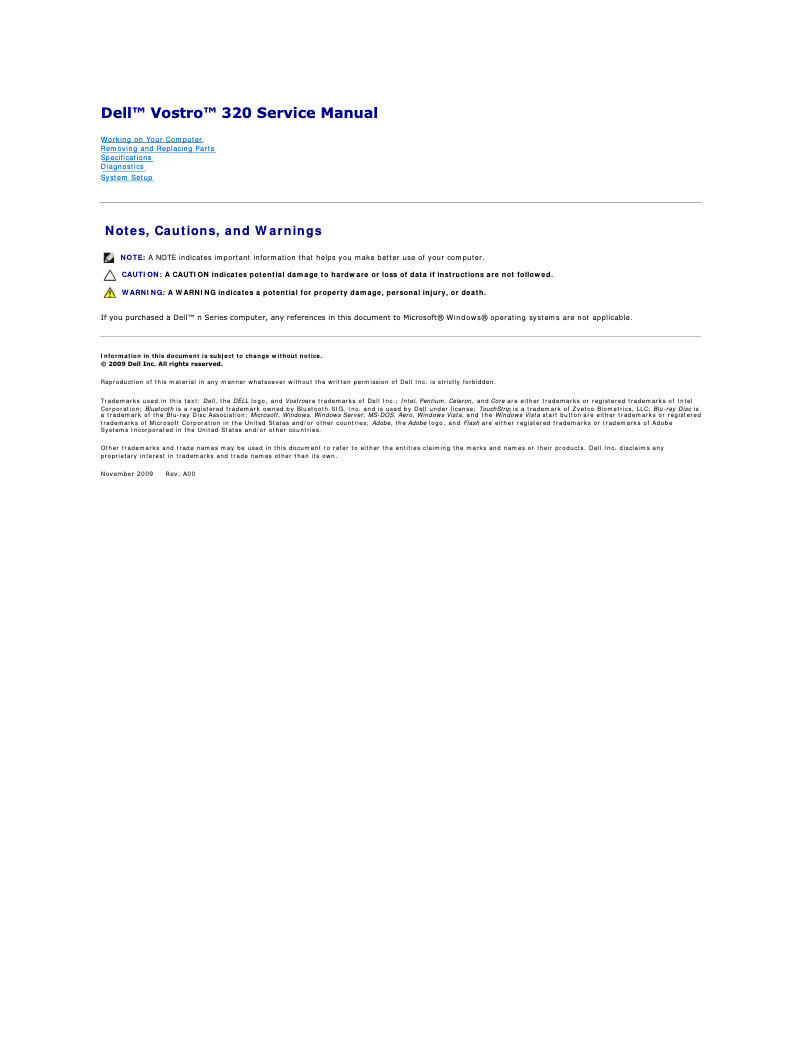 Page n°1 - Manuel utilisateur Dell OptiPlex 320