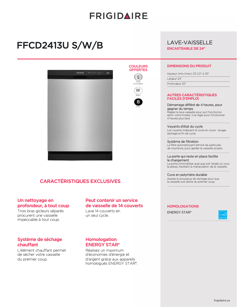 Image de la première page du manuel de l'appareil FFCD2413US