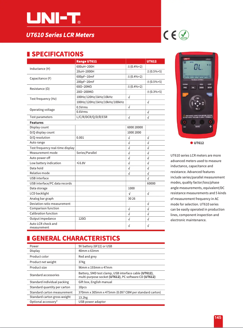 Page n°1 - Manuel utilisateur Uni-T UT612