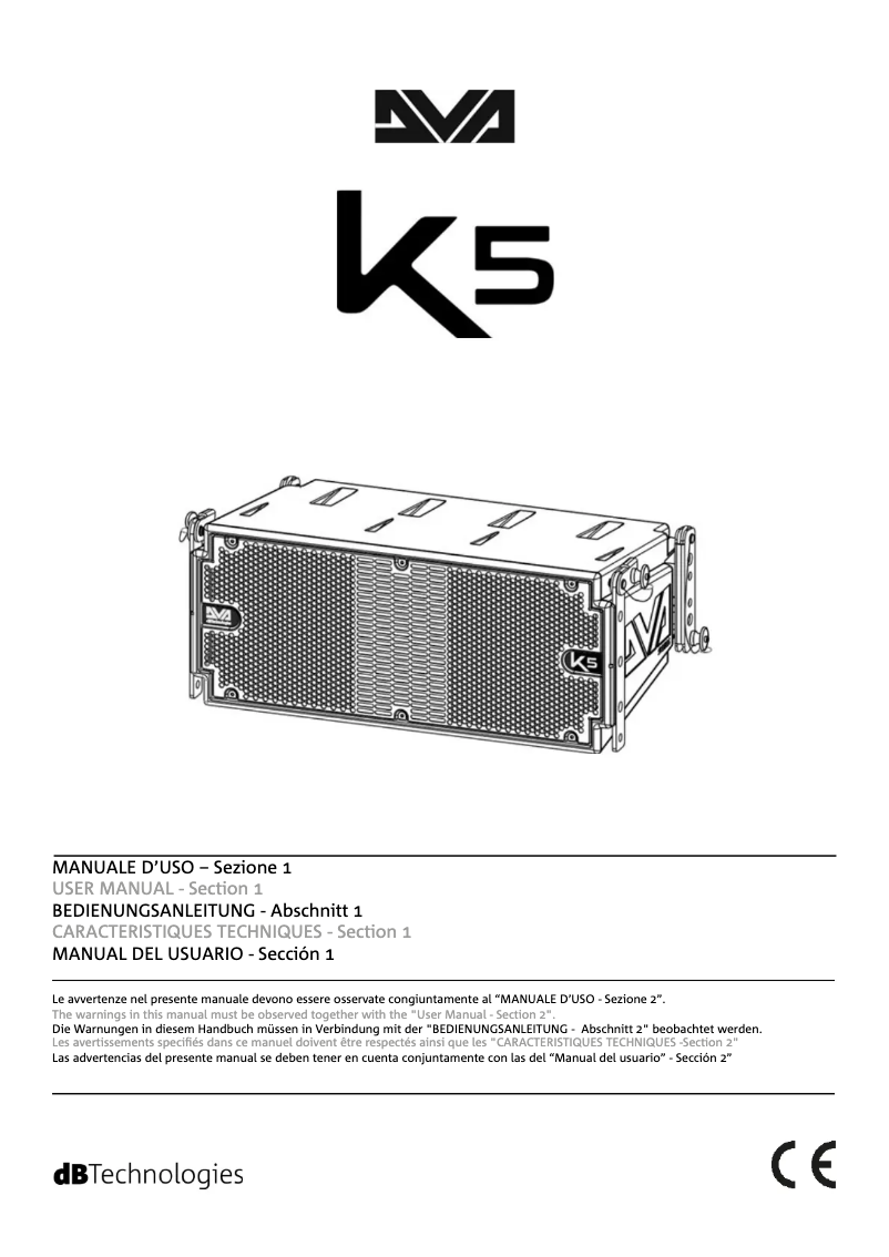 Page n°1 - Manuel utilisateur DB Technologies DVA K5
