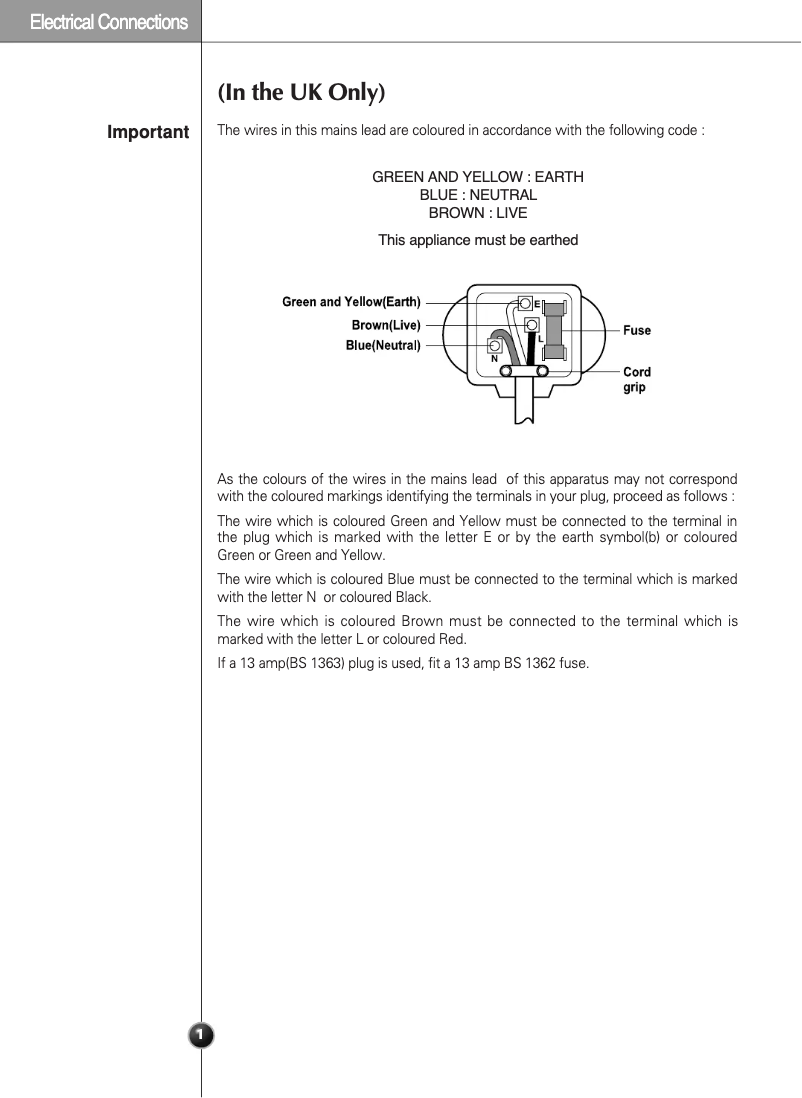 Page 1 de la notice Manuel utilisateur LG GRL207TVJA