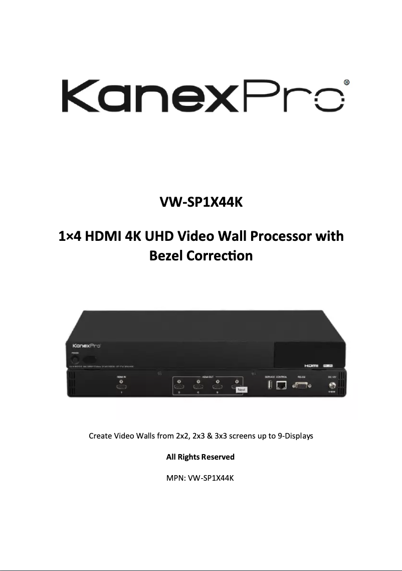 Page n°1 - Manuel utilisateur KanexPro VW-SP1X44K