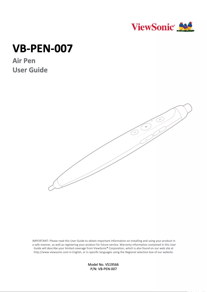 Page n°1 - Manuel utilisateur Viewsonic VB-PEN-007