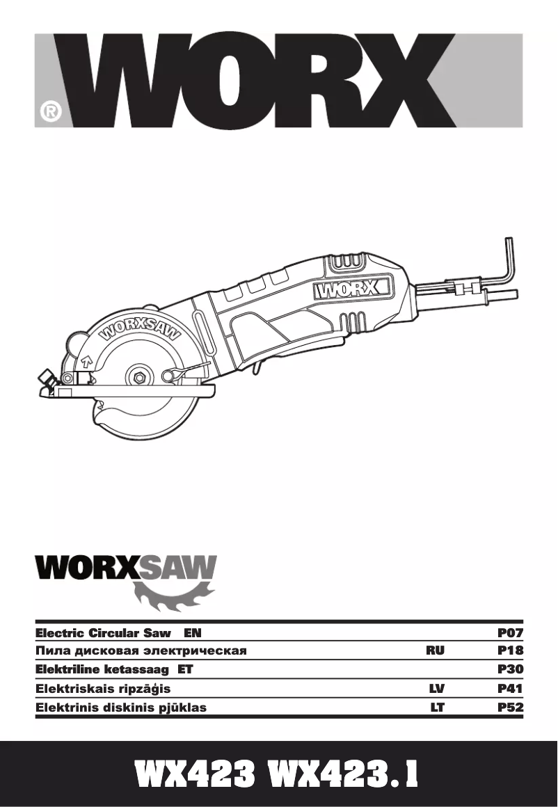 Page 1 de la notice Manuel utilisateur Worx WX423