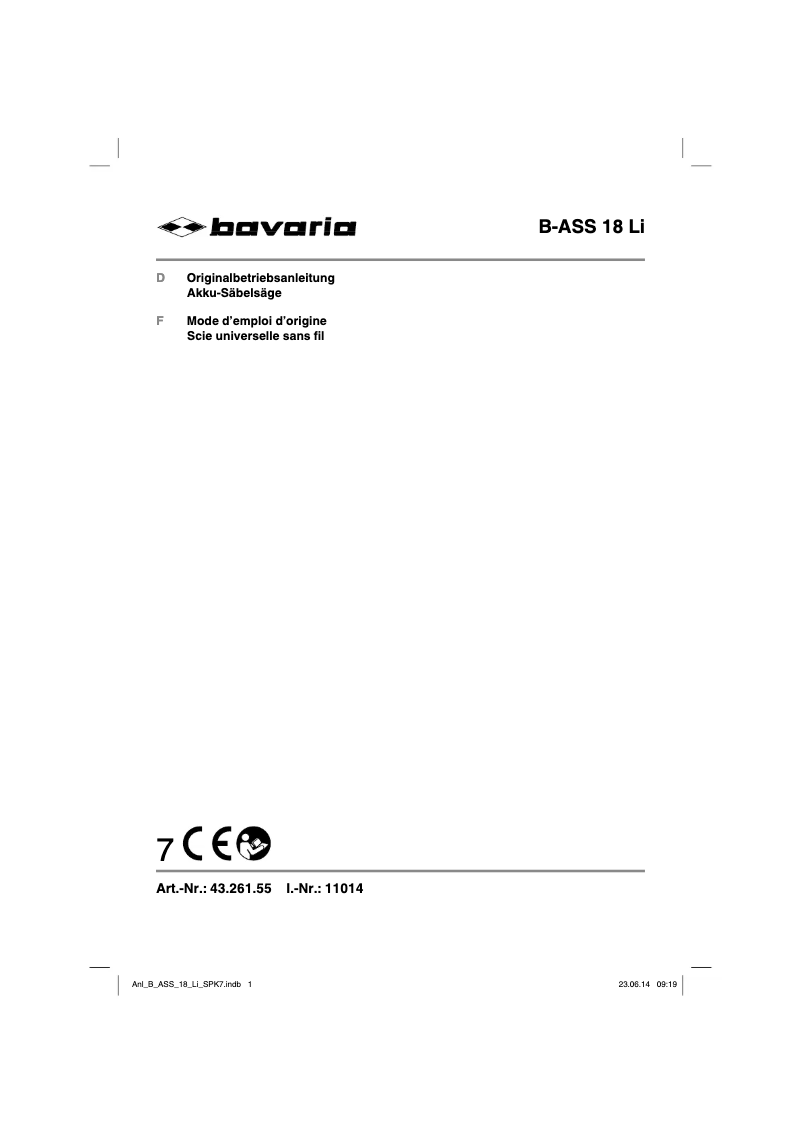 Página 1 del manual Manual de usuario Bavaria B-ASS 18 Li