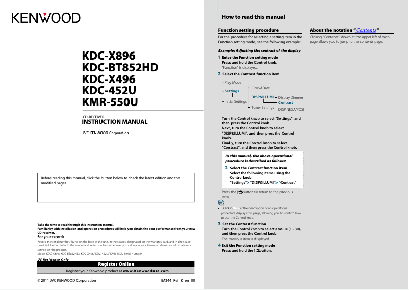 Página 1 del manual Manual de usuario Kenwood KMR-550U