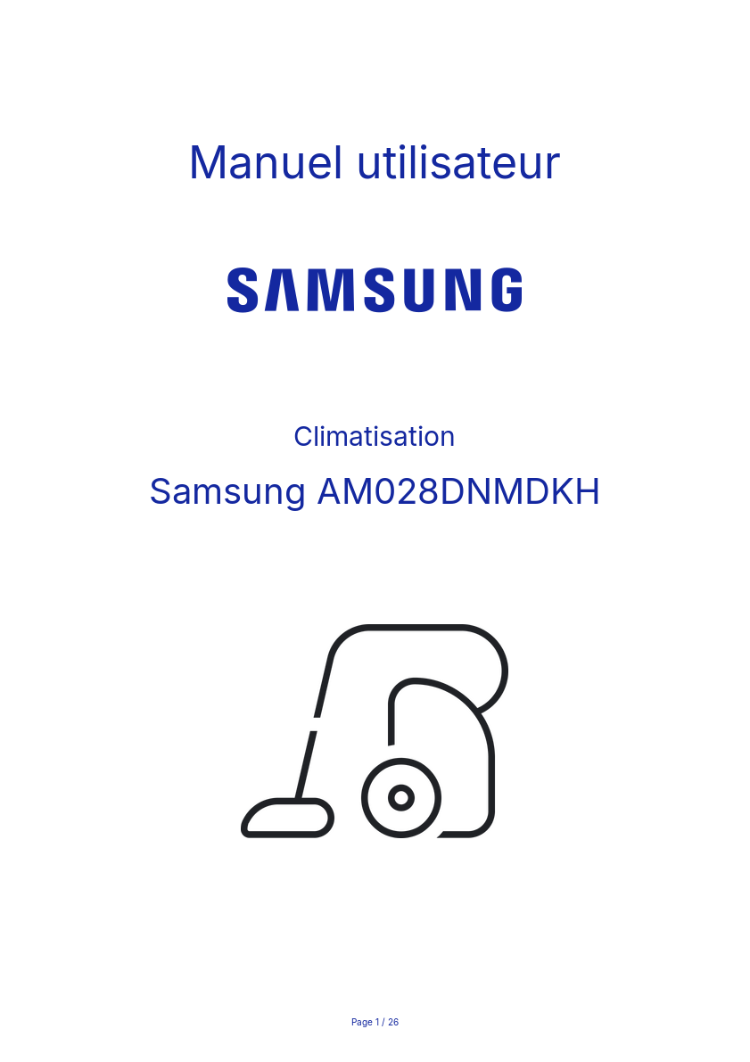 Page n°1 - Manuel utilisateur Samsung AM028DNMDKH