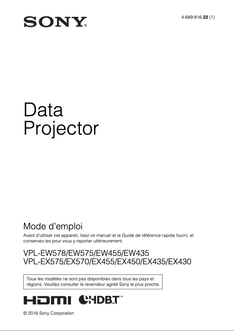 Página 1 del manual Manual de usuario Sony VPL-EX450