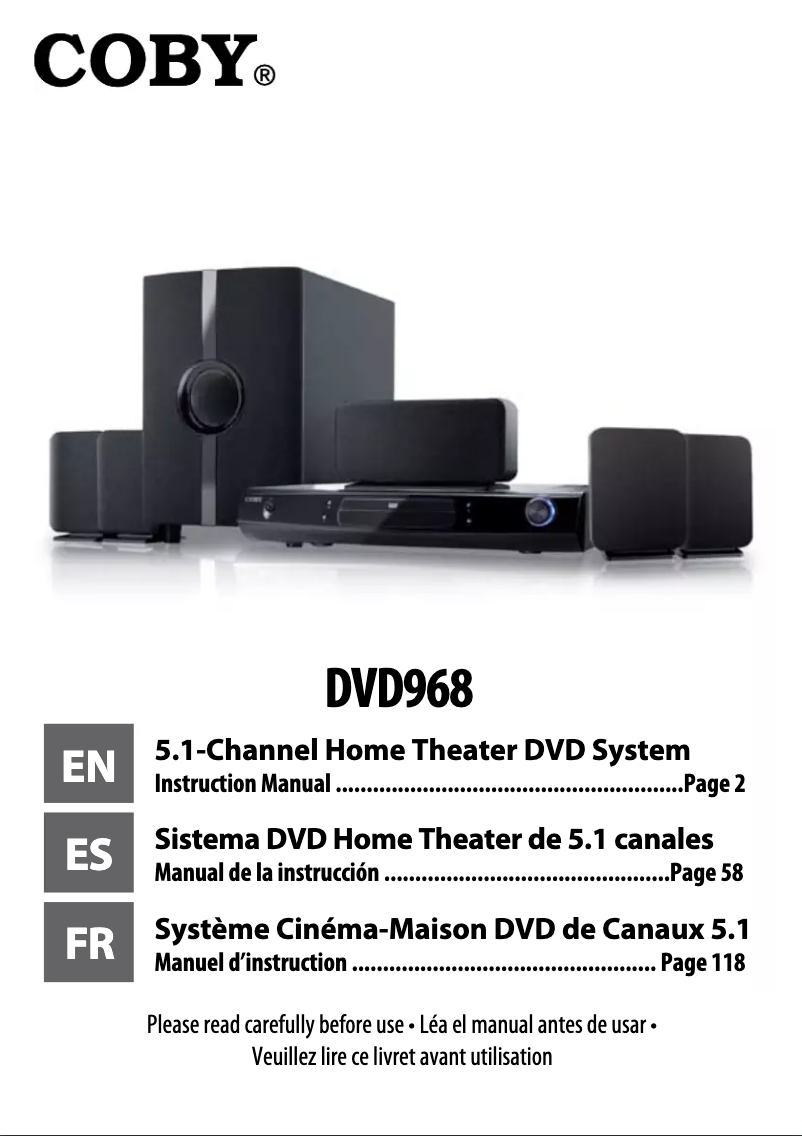 Page 1 de la notice Manuel utilisateur Coby DVD968