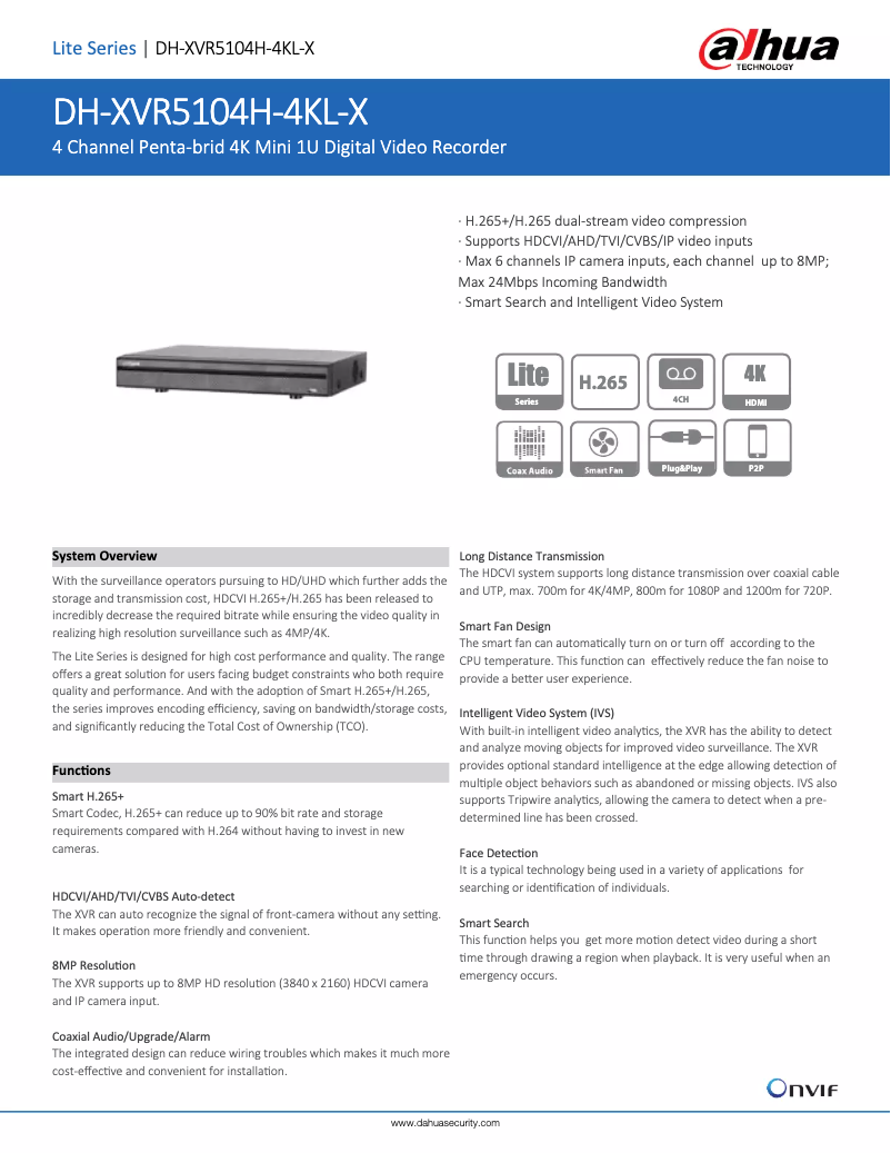 Image de la première page du manuel de l'appareil XVR5104H-4KL-X