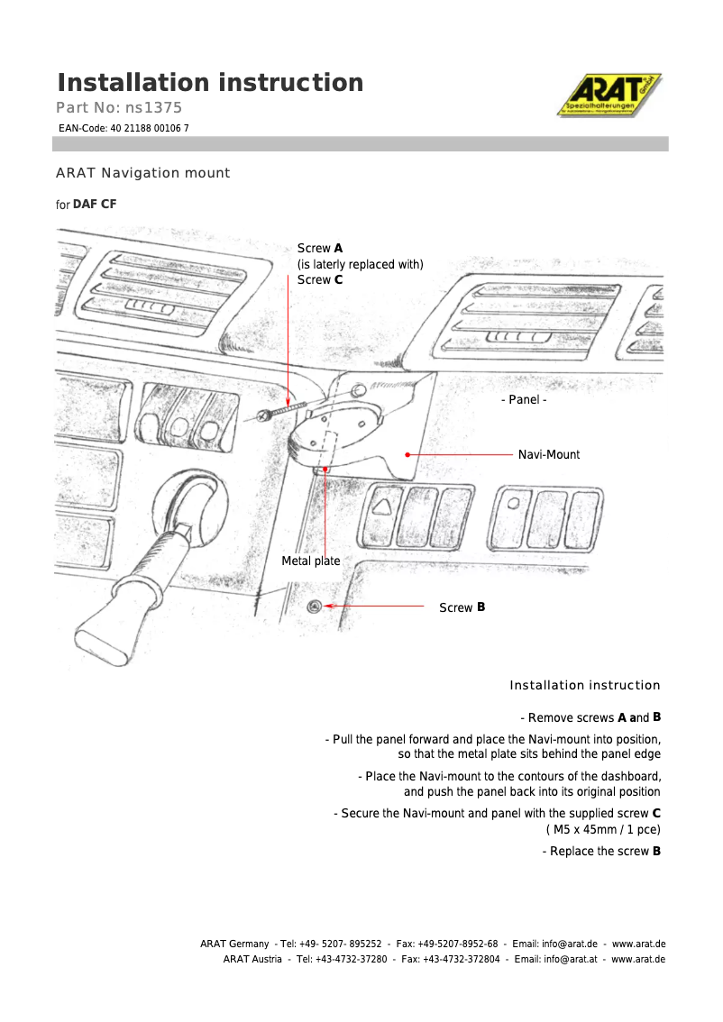 Page n°1 - Manuel utilisateur Arat NS1375