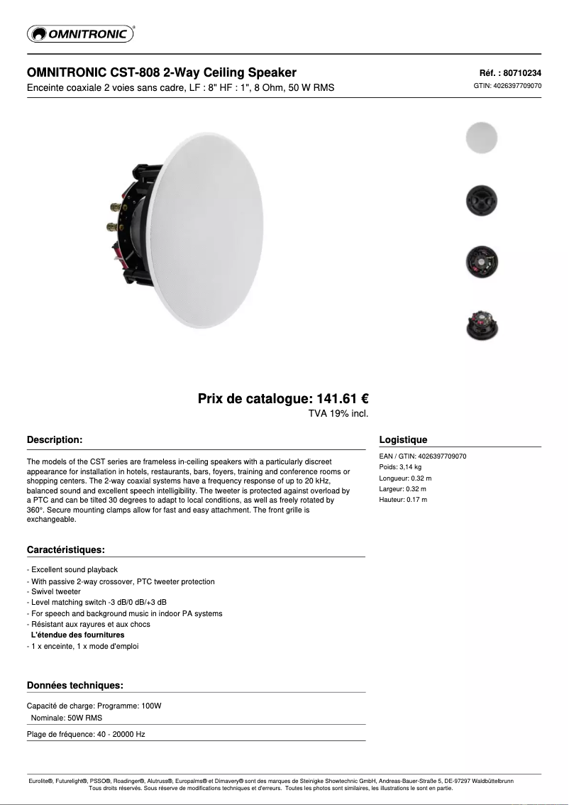 Page n°1 - Manuel utilisateur Omnitronic CST-808