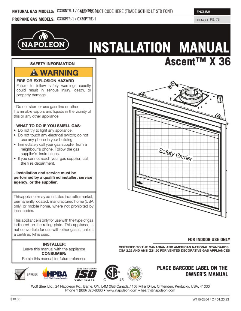 Image de la première page du manuel de l'appareil Ascent X 36