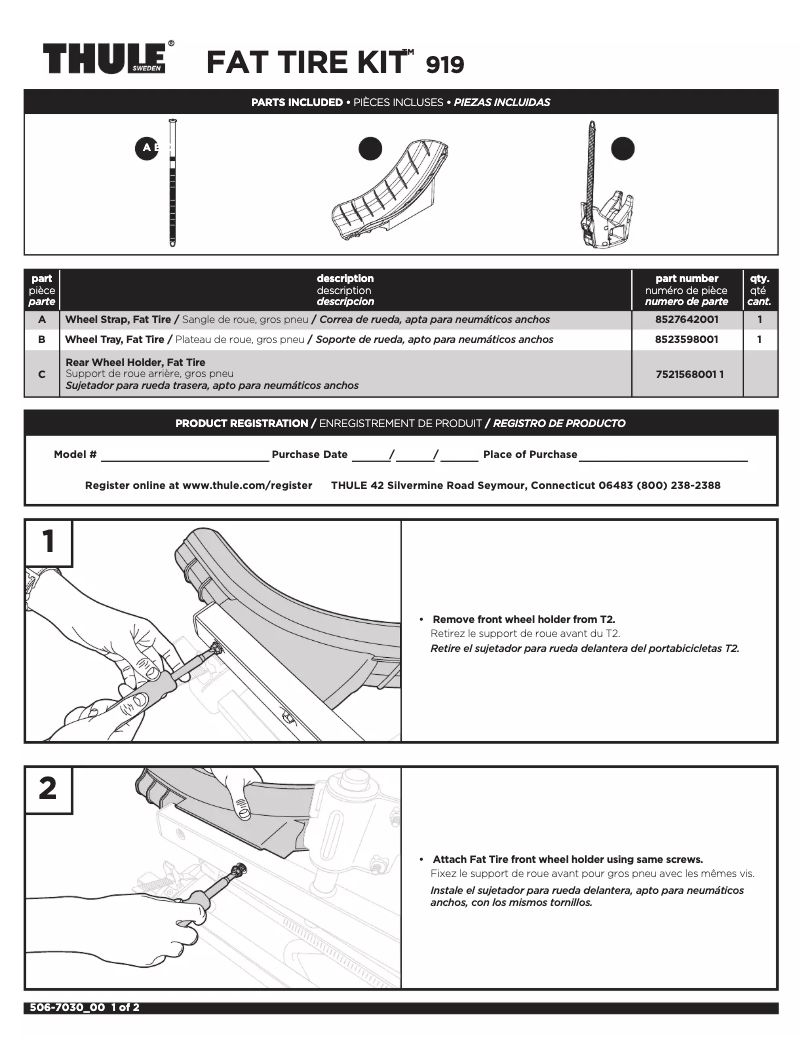 Page 1 de la notice Manuel utilisateur Thule T2