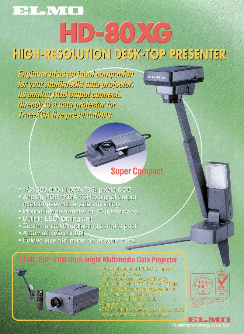 Page 1 de la notice Fiche technique Elmo HD-80XG