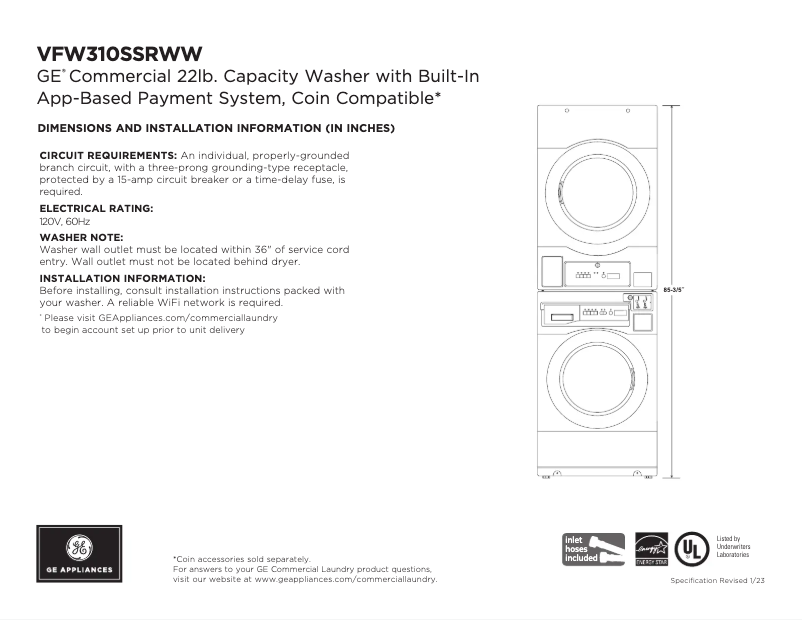 Image de la première page du manuel de l'appareil VFW310SSRWW
