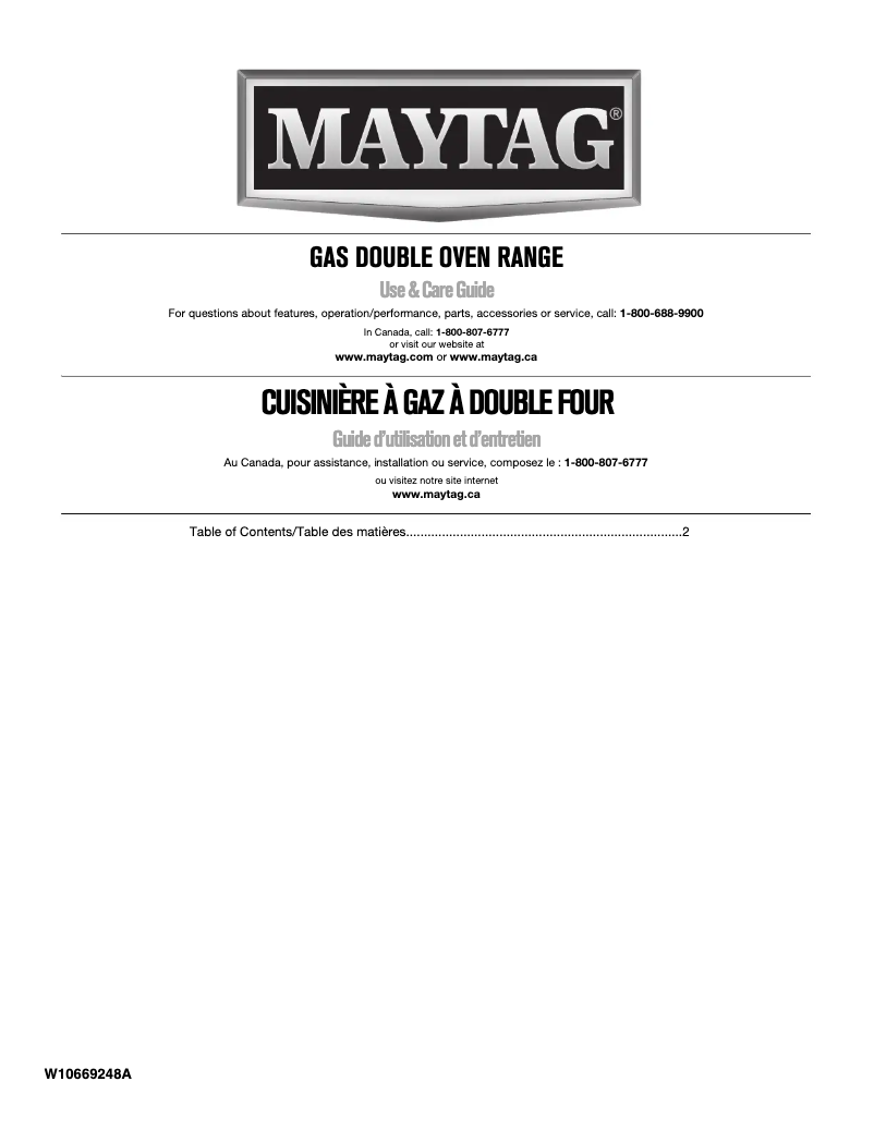 Page 1 de la notice Manuel utilisateur Maytag Gemini MGT8720DE