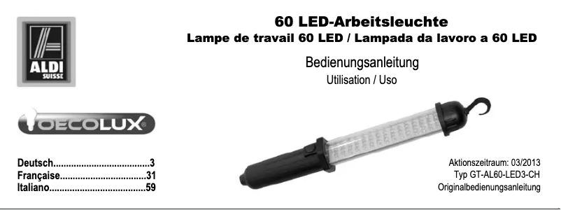 Página 1 del manual Manual de usuario Oecolux GT-AL60-LED3