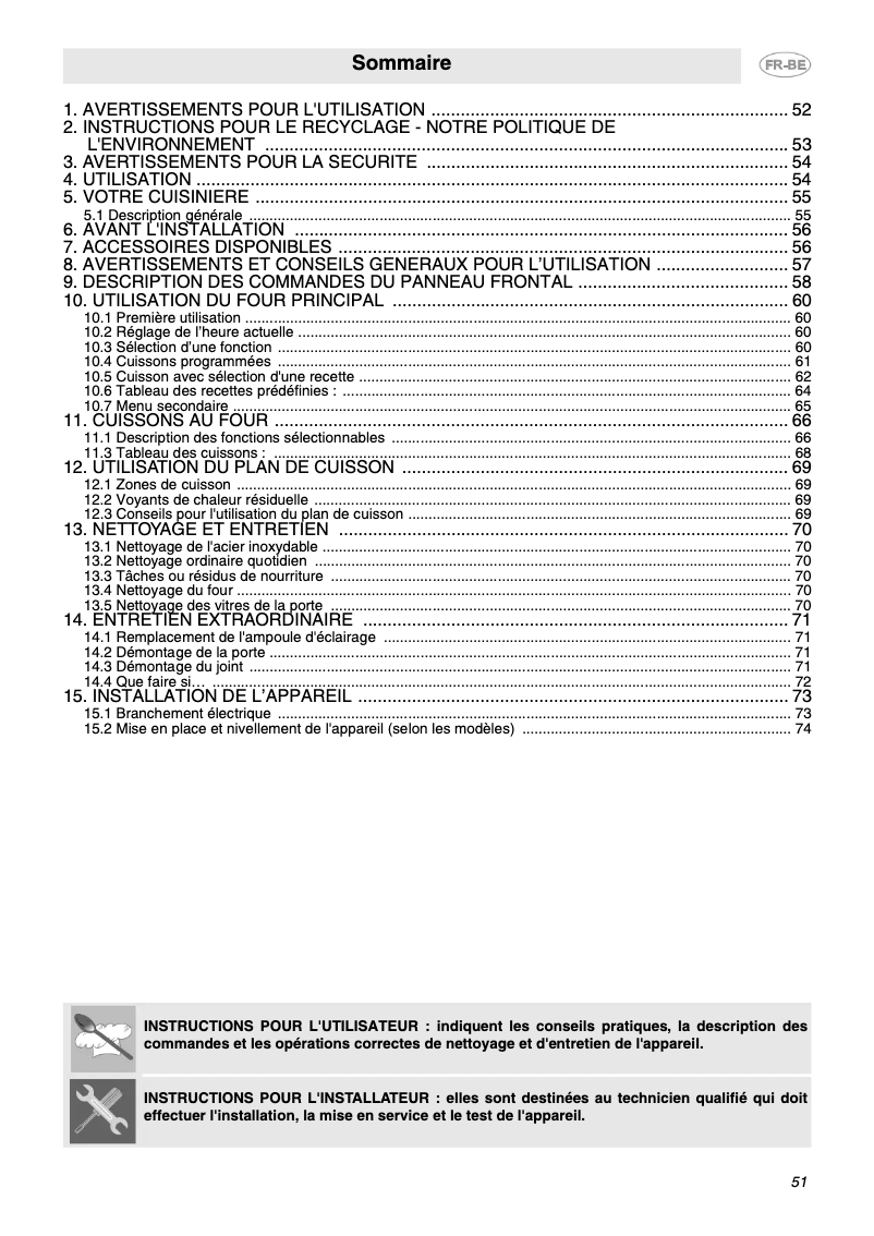Page n°1 - Manuel utilisateur Smeg CE6CMX