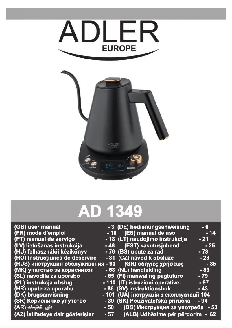 Page n°1 - Manuel utilisateur Adler AD 1349
