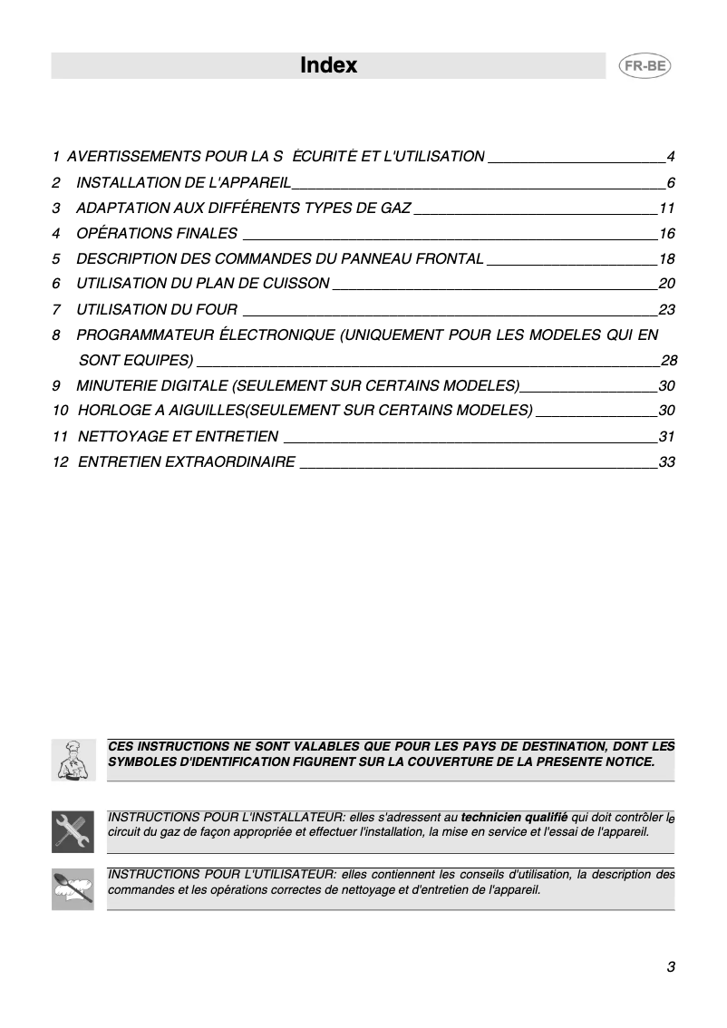 Page 1 de la notice Manuel utilisateur Smeg CG90X
