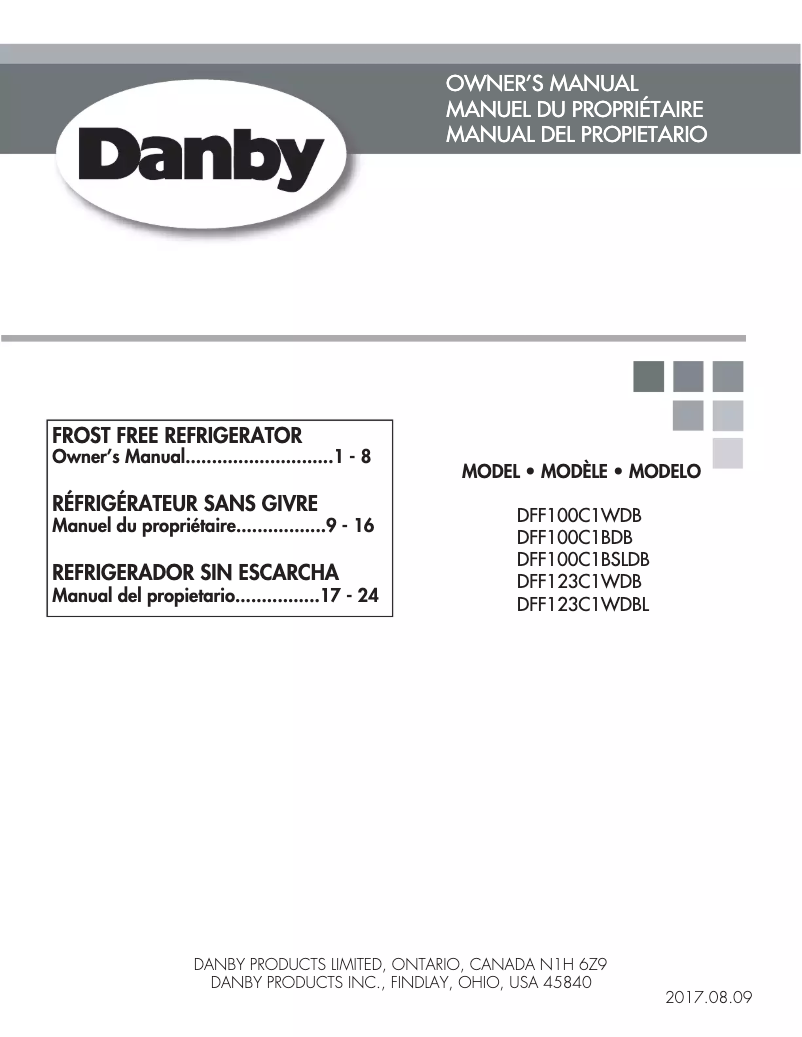 Page n°1 - Mode d'emploi Danby DFF100C1BDB