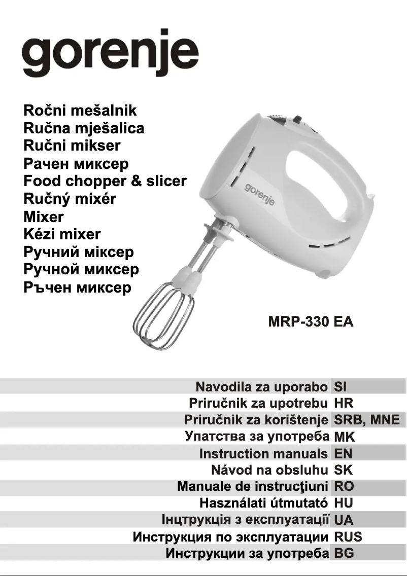 Page 1 de la notice Manuel utilisateur Gorenje MRP330EA