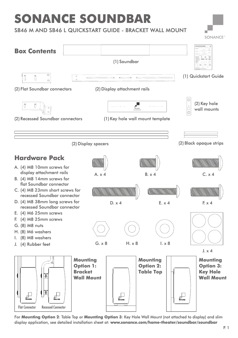 Page 1 de la notice Guide de démarrage rapide Sonance SB46L