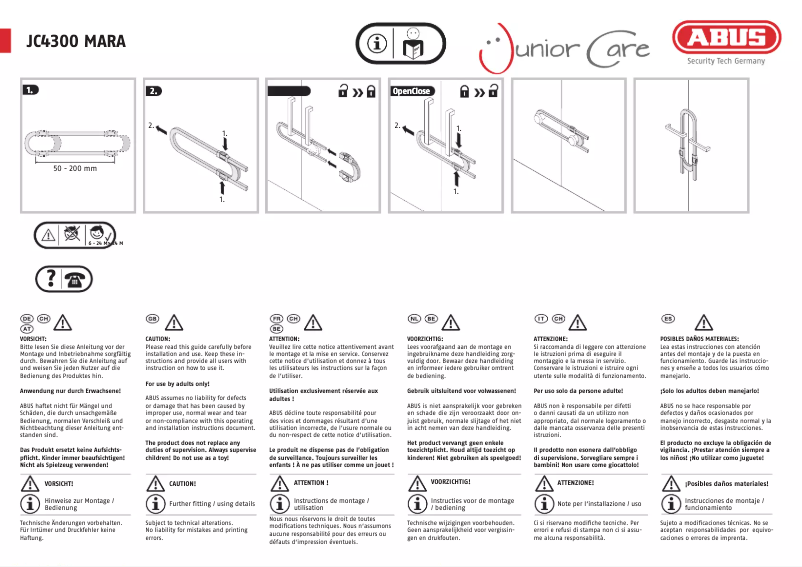 Page n°1 - Guide d'installation Abus JC4300A MARA
