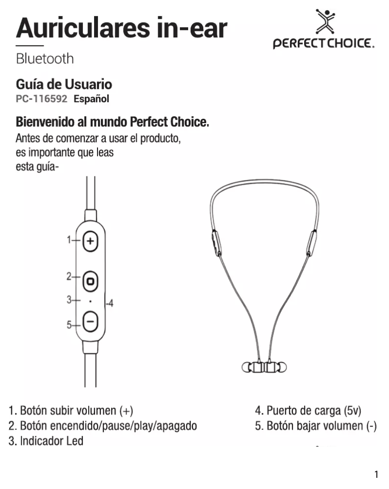 Page 1 de la notice Manuel utilisateur Perfect Choice PC-116592