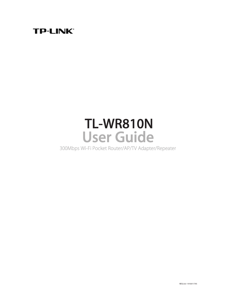 Image de la première page du manuel de l'appareil TL-WR810N V2