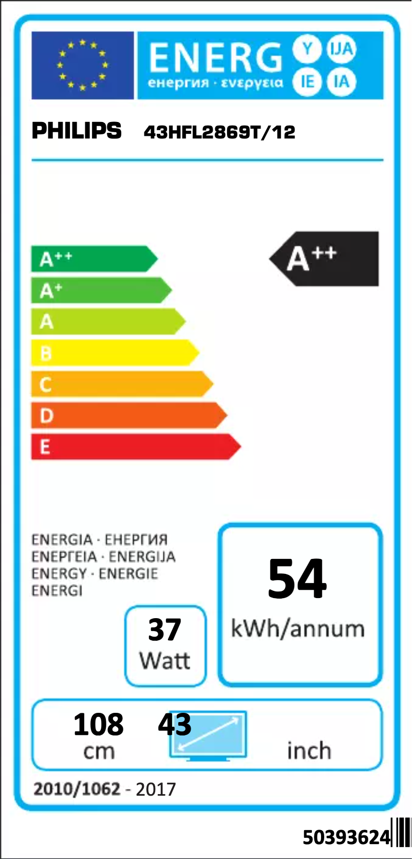 Image de la première page du manuel de l'appareil 43HFL2869T