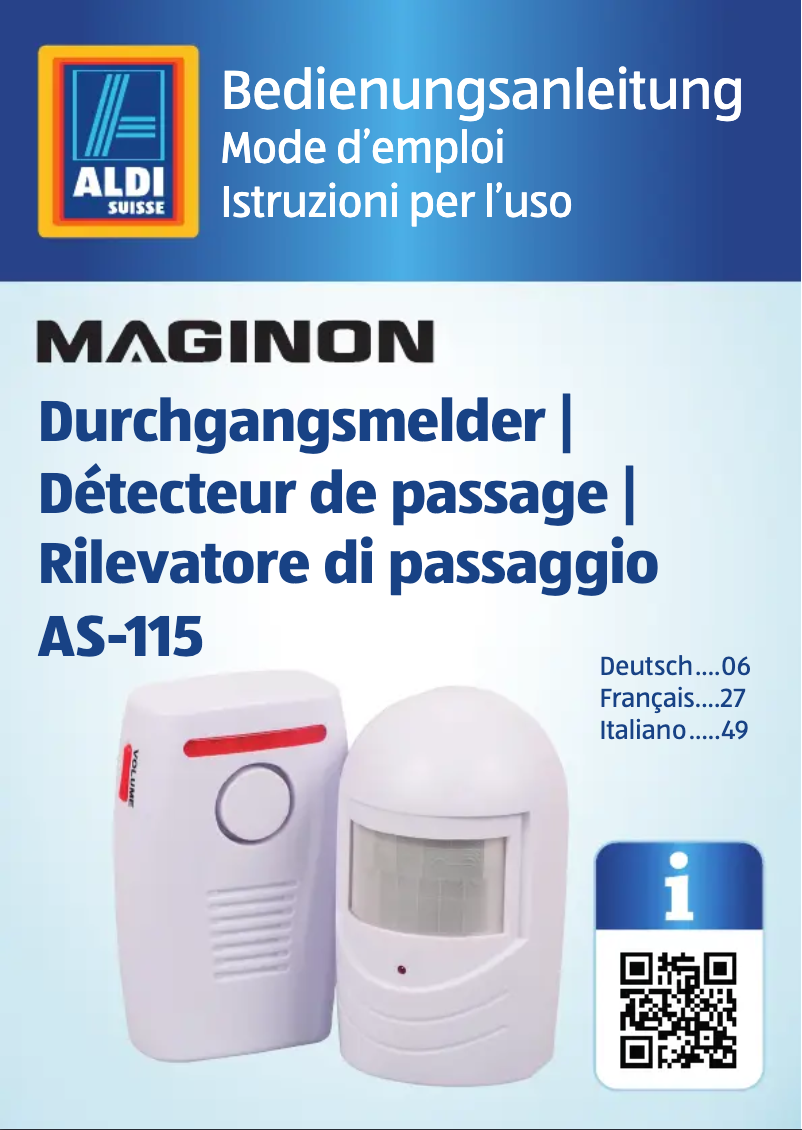 Page 1 de la notice Manuel utilisateur Maginon AS-115