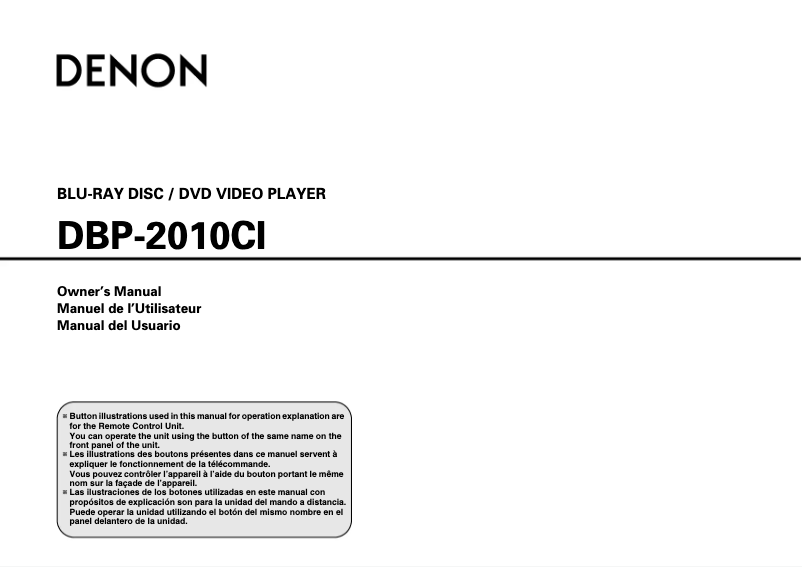 Page n°1 - Manuel utilisateur Denon DBP-2010