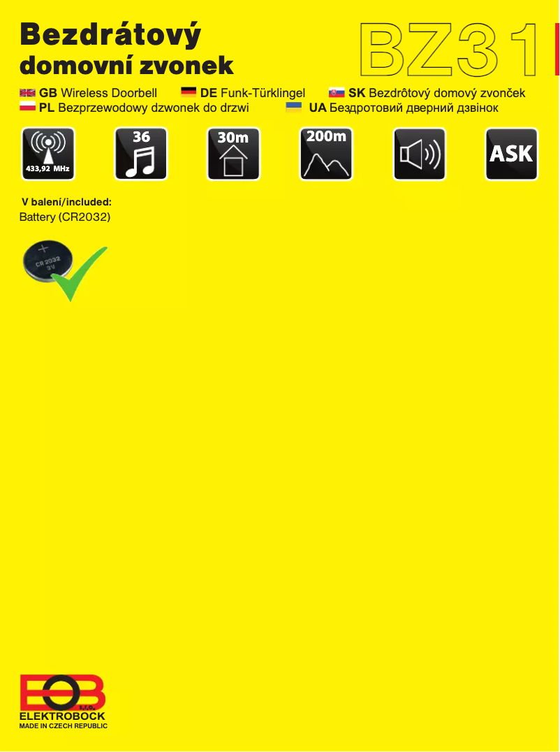 Page 1 de la notice Manuel utilisateur Elektrobock BZ31