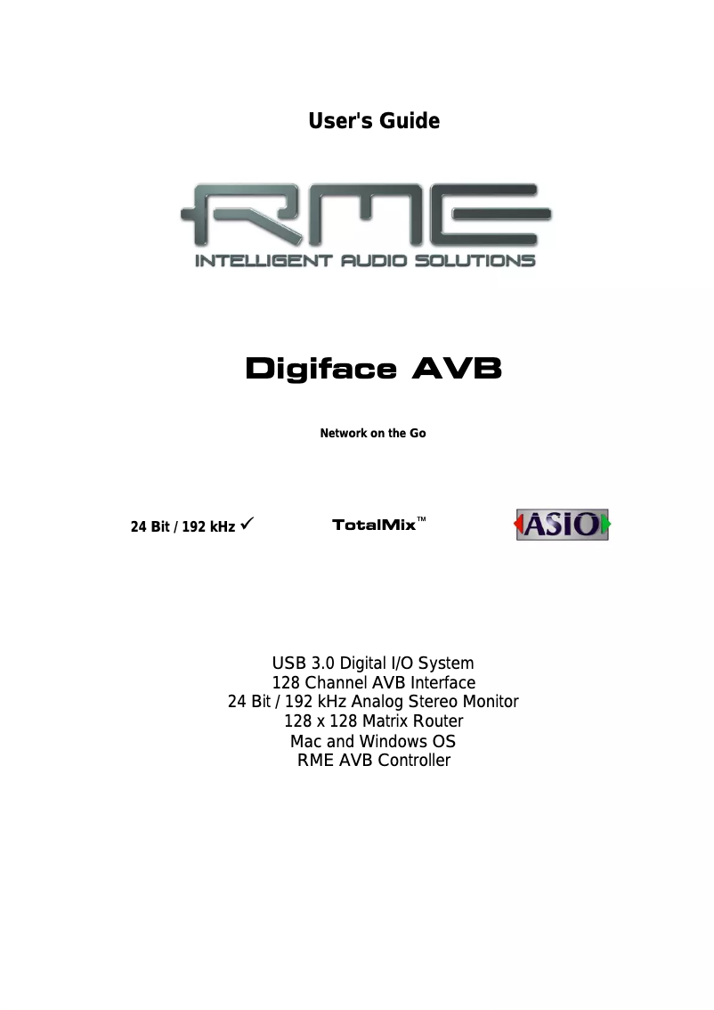Page n°1 - Manuel utilisateur RME Digiface AVB