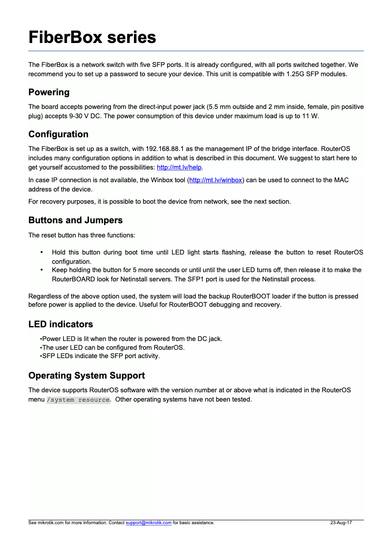 Page n°1 - Manuel utilisateur Mikrotik CRS105-5S-FB