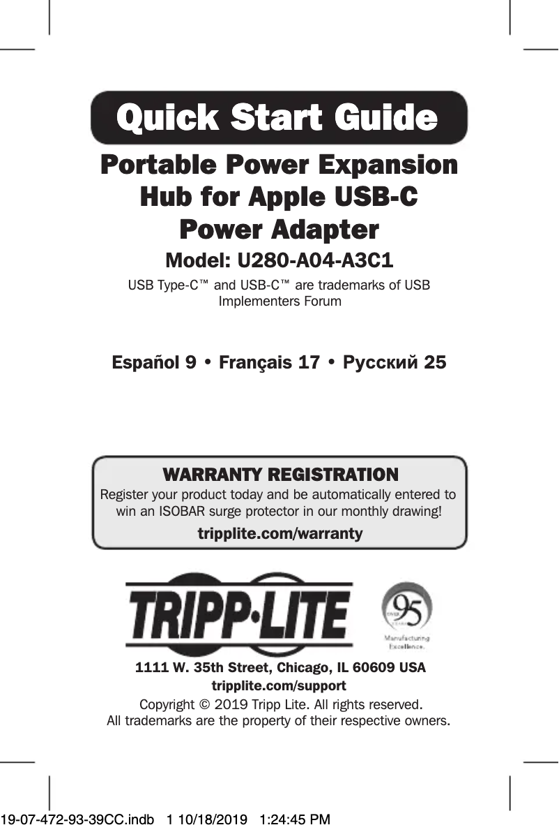 Página 1 del manual Manual de usuario Tripp Lite U280-A04-A3C1