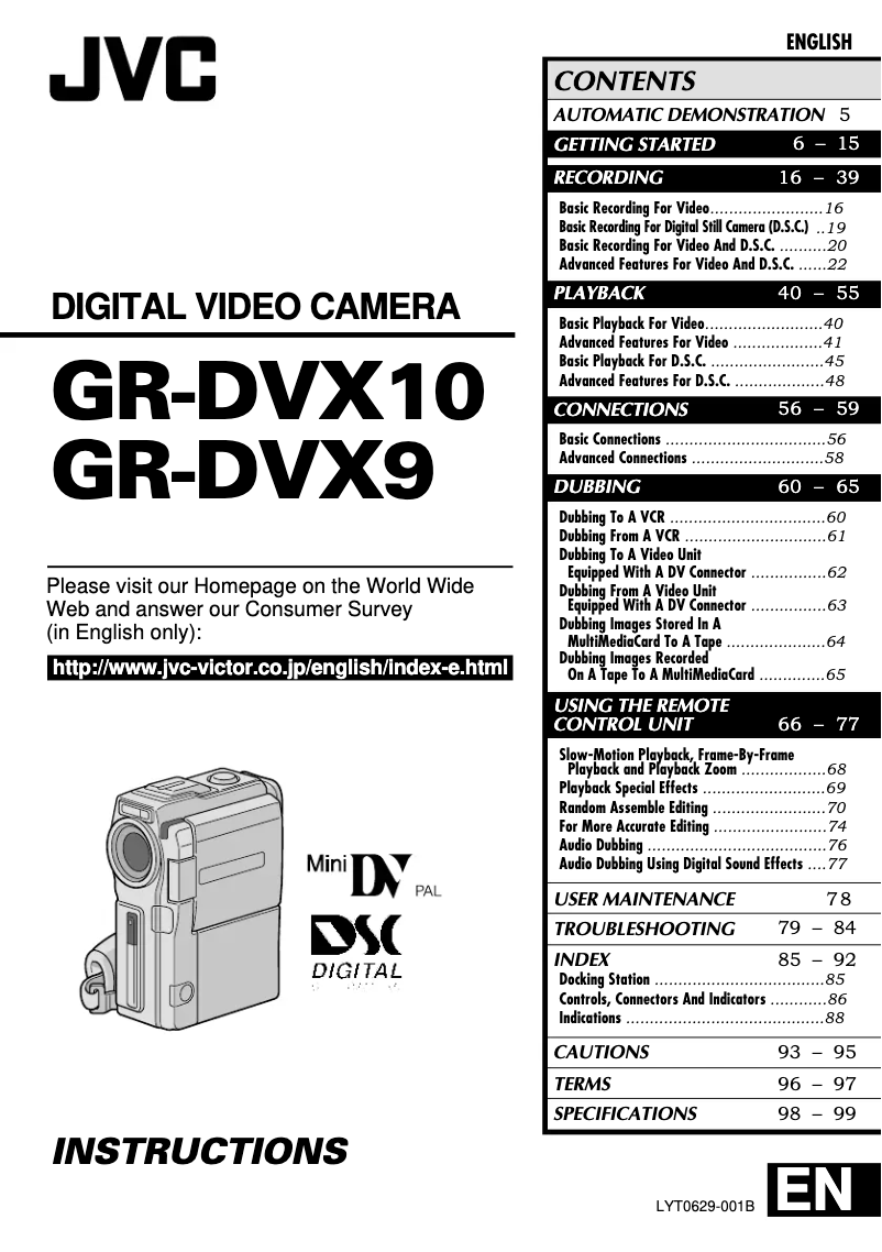 Page n°1 - Manuel utilisateur JVC GR-DVX10