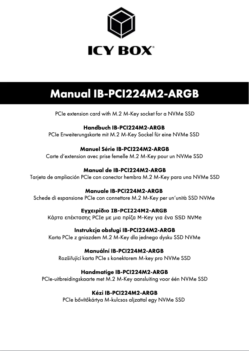 Page 1 de la notice Manuel utilisateur Icy Box IB-PCI224M2-ARGB