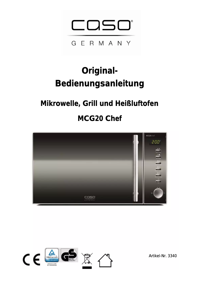 Page 1 de la notice Manuel utilisateur Caso MCG20 Chef