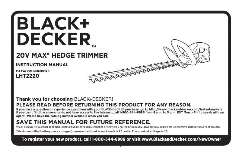 Page n°1 - Manuel utilisateur Black & Decker LHT2220
