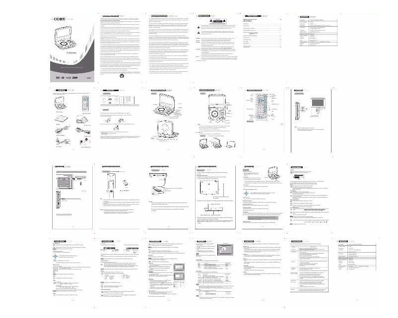 Page 1 de la notice Manuel utilisateur Coby TF-DVD7300