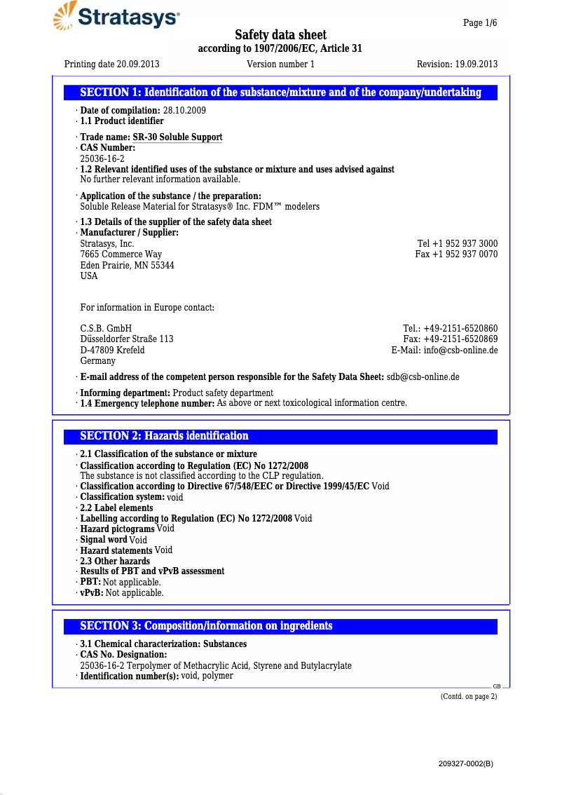 Page n°1 - Manuel utilisateur Stratasys RS-30