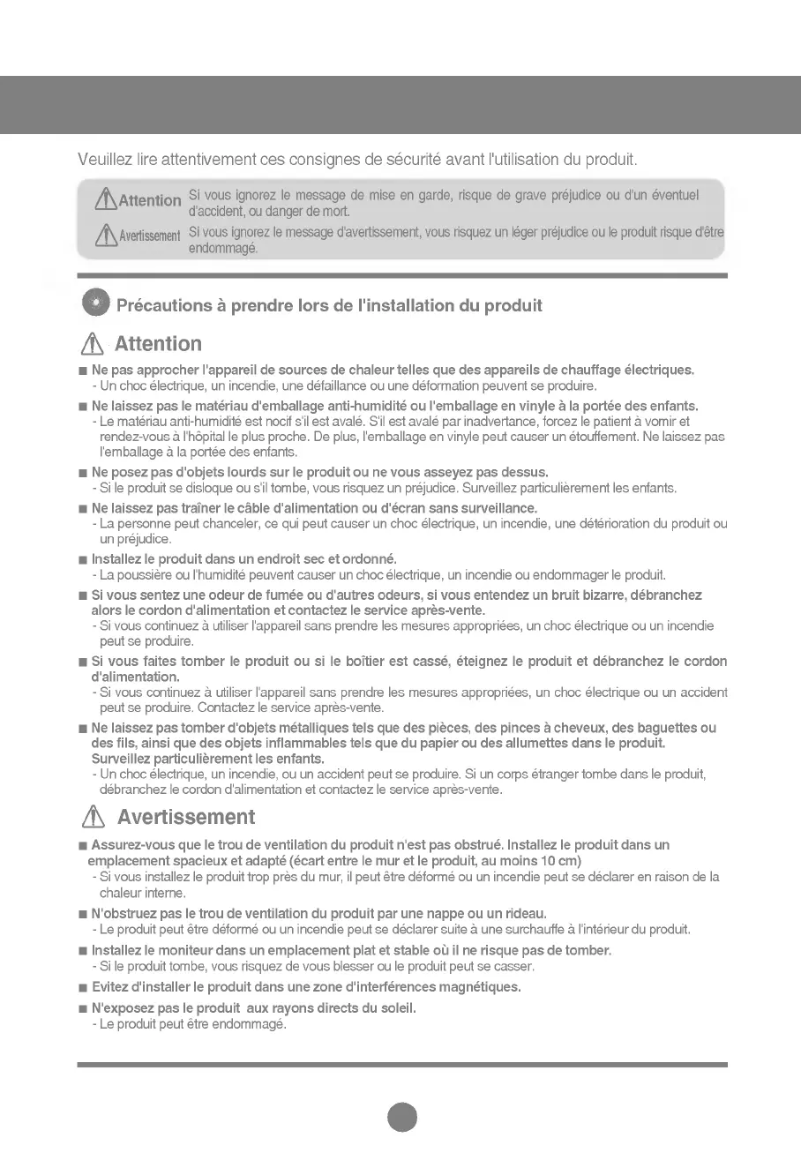 Page 1 de la notice Manuel utilisateur LG M203WA-BZC