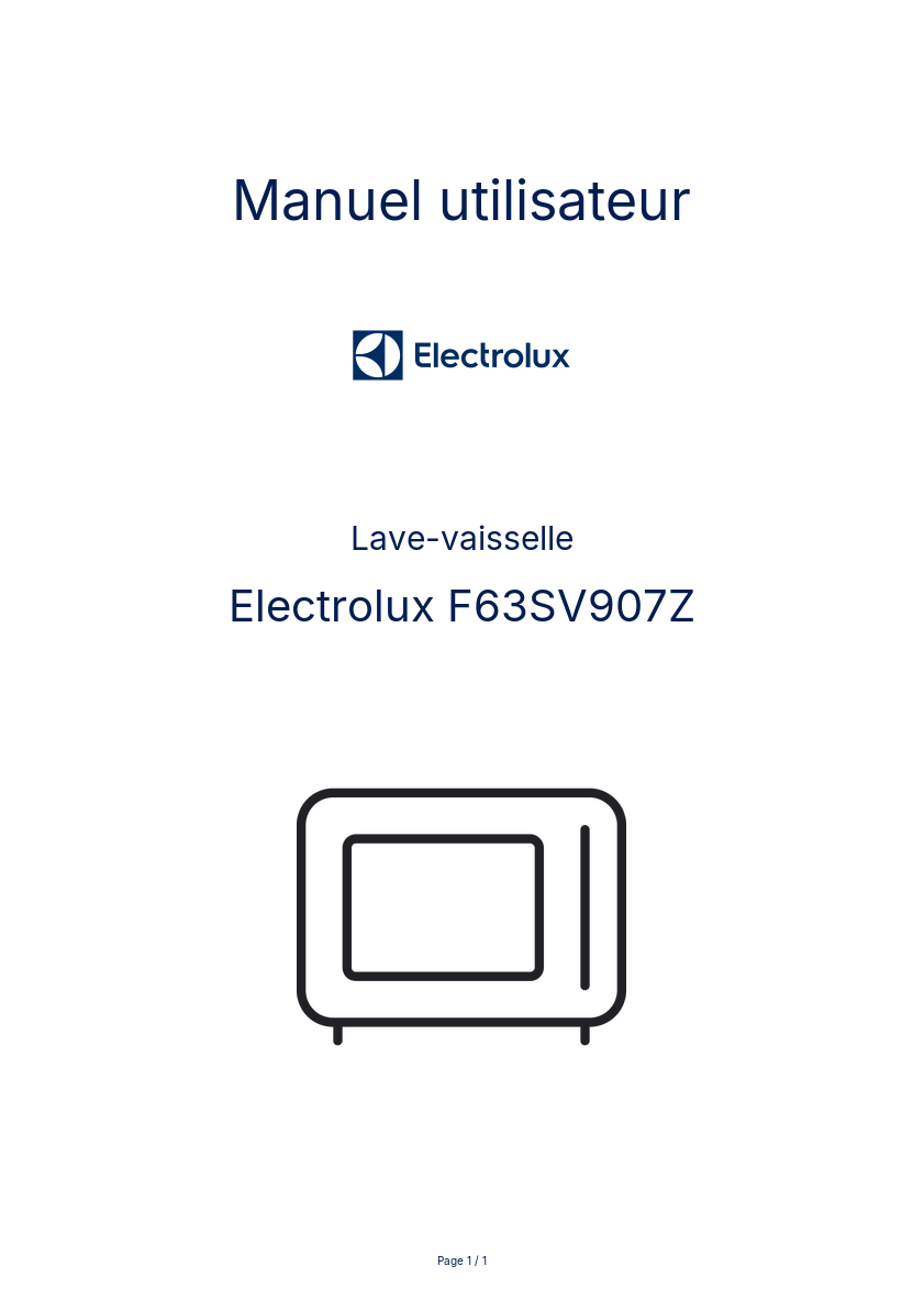 Page n°1 - Manuel utilisateur Electrolux F63SV907Z
